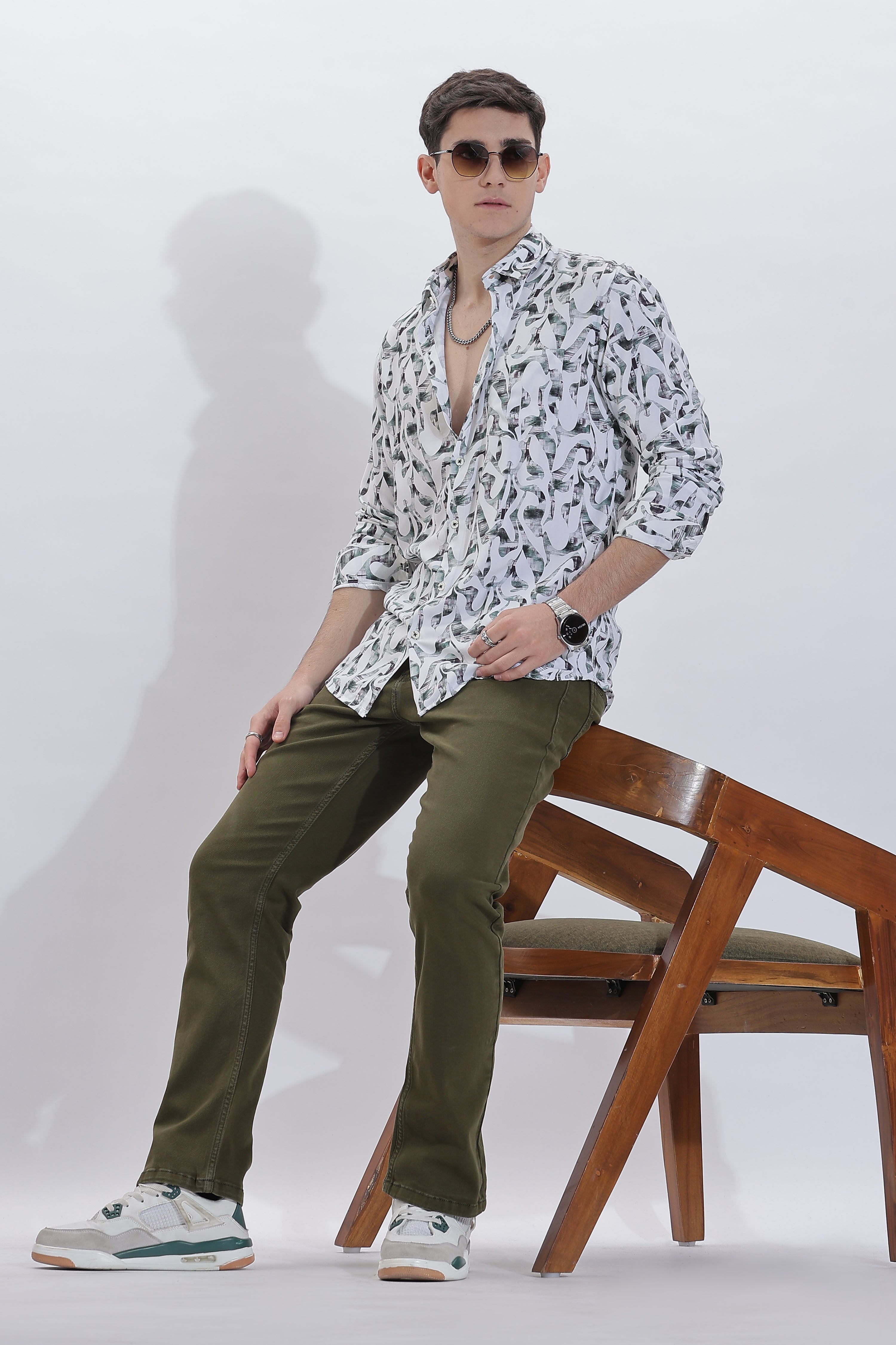 Men's White Base All Over Printed Shirt | Rick Rogue