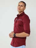 MEN'S Maroon Slim Fit solid stretchable Shirt | Rick Rogue, RICK ROGUE