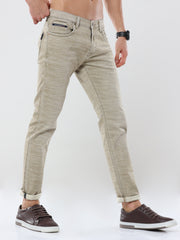 Men's Knitted Khaki Ankle Length Slim Fit Jeans  | Rick Rogue, RICK ROGUE