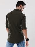 Men's Jade Green Solid Slim Fit Stretchable Shirt | Rick Rogue, RICK ROGUE