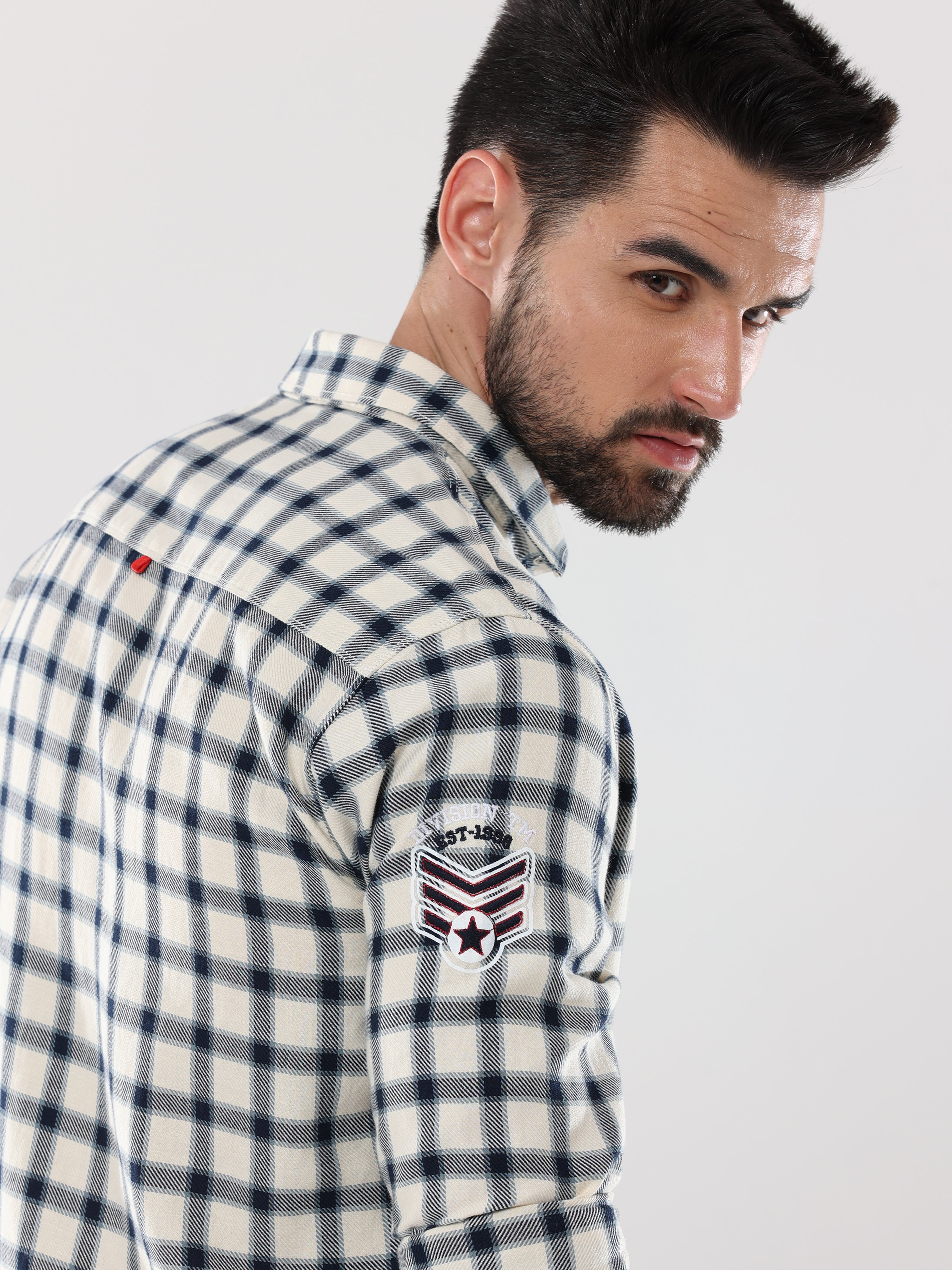 Men's Beige with Black Checked Shirt | Rick Rogue, RICK ROGUE