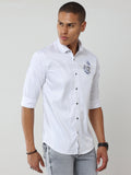 MEN'S Solid White Slim Fit stretchable Shirt | Rick Rogue, RICK ROGUE