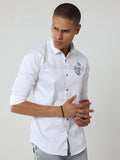 MEN'S Solid White Slim Fit stretchable Shirt | Rick Rogue, RICK ROGUE