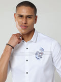 MEN'S Solid White Slim Fit stretchable Shirt | Rick Rogue, RICK ROGUE