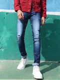 Men's Blue Distressed Slim Fit Jeans