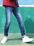 Men's Blue Distressed Slim Fit Jeans