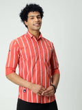 Men's Coral Stripe Full Sleeve Shirt