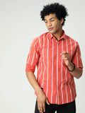 Men's Coral Stripe Full Sleeve Shirt