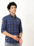 Men's Dark Blue Checked Full Sleeve Shirt
