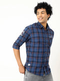 Men's Dark Blue Checked Full Sleeve Shirt