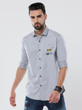 Men's Dark Grey Solid Dobby Slim Fit Stretchable Shirt