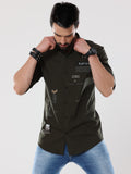 Men's Jade Green Solid Slim Fit Stretchable Shirt