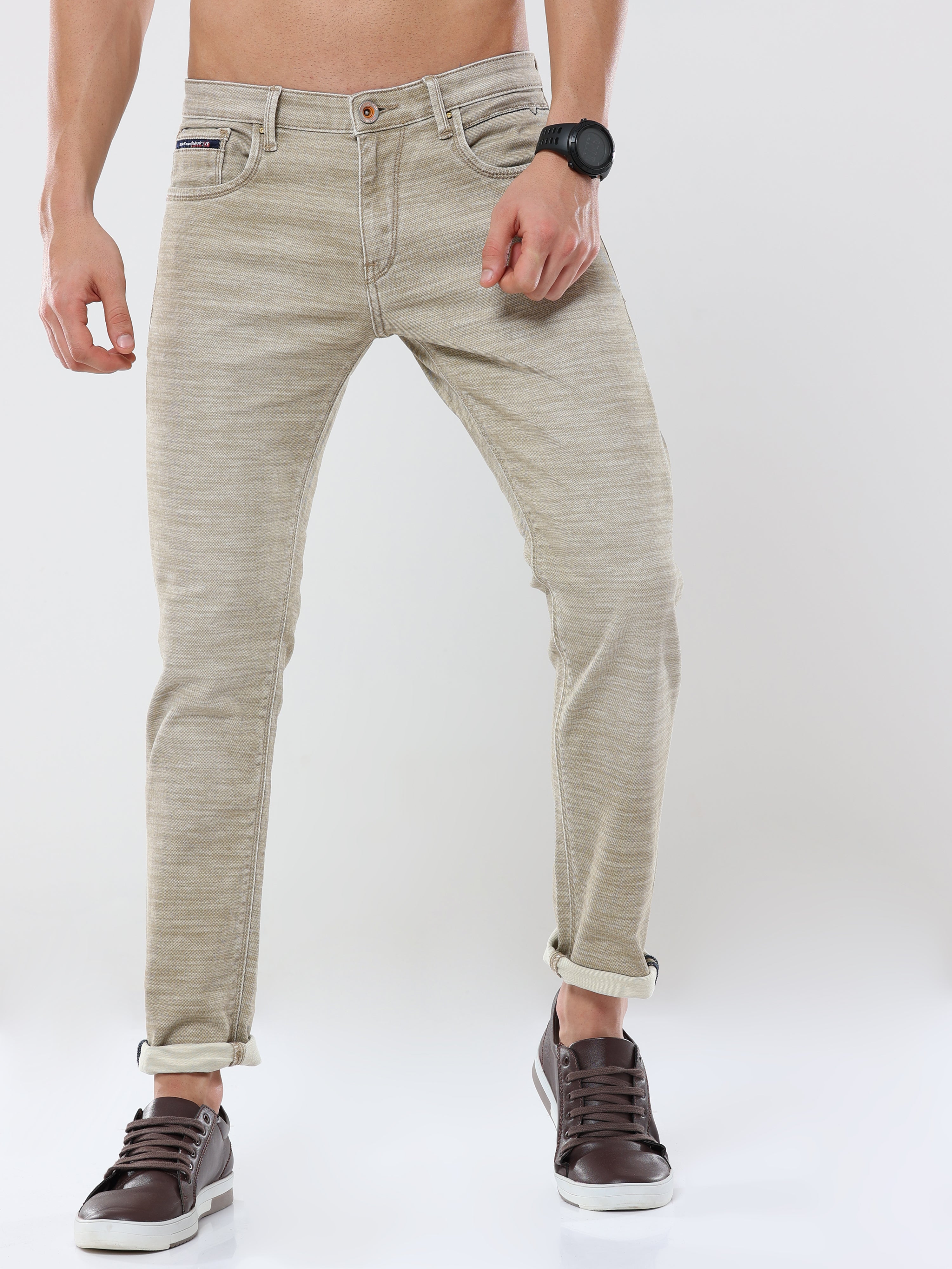 Men's Knitted Khaki Slim Fit Jeans