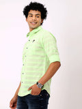 Men's Mint Green Printed Full Sleeve Shirt 