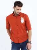 Men's Red Solid Slim Fit Full Sleeve Shirt