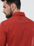 Men's Red Solid Slim Fit Stretchable Shirt