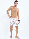 Men's White Short With Flower Print