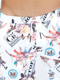 Men's White Short With Flower Print